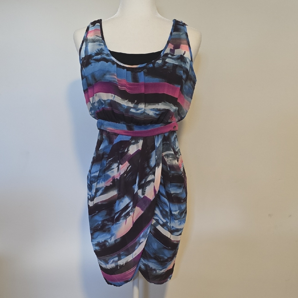 Guess Blue And Pink Sleeveless Dress